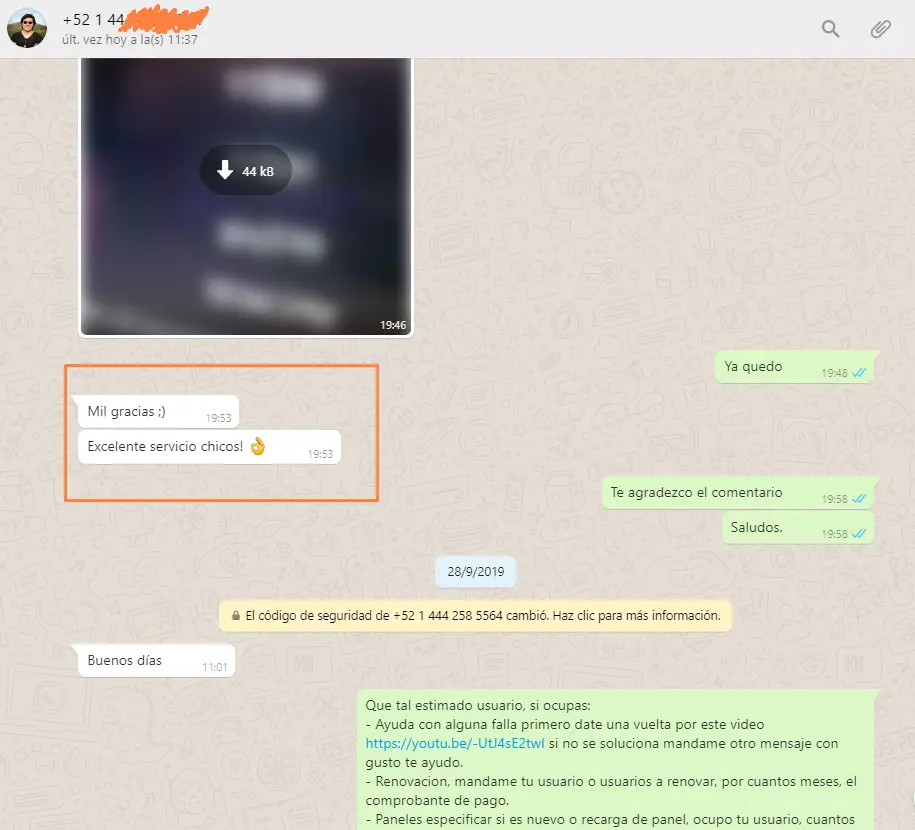 Cliente - Mil gracias, excelente servicio