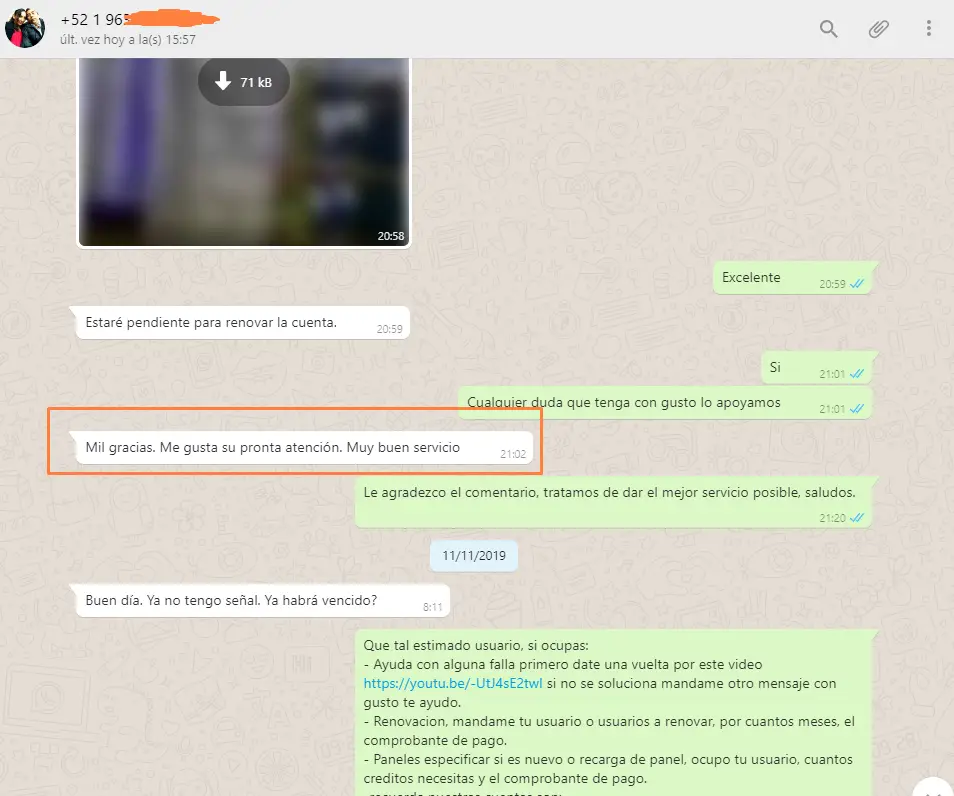 Cliente - Pronta atención, muy buen servicio